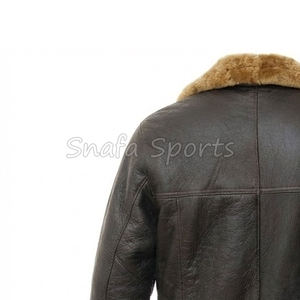 <b>Men's</b> Sheepskin Leather Trench <b>Jackets</b> <b>Shearling</b> Black Vintage Style Winter Warm Faux Fur Long leather Coat - Product Image 6