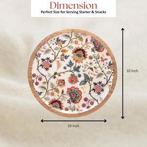 Bandeja Redonda de Madera con Estampado Floral para Servir Aperitivos y Comidas, Elegante, al Mejor Precio para Uso Doméstico - Product Image 2