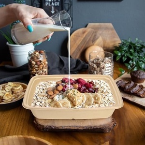 New Style Anti Leak Bagasse Food Container 750ml Eco Friendly Lunch <b>Packaging</b> Recutangle Shapes Unbleached Takeaway Container - Product Image 4
