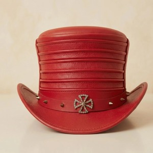 Chapeau haut de forme en cuir sur mesure, accessoire de mode haut de gamme pour femme, chapeau classique en forme de couronne, chapeau en cuir lisse. - Product Image 1