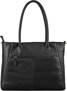 Bolso Tote de Cuero Genuino para Mujer, Estilo Clásico, Cierre de Cremallera, Correa para el Hombro, Uso Diario, Color Negro, de la India - Product Image 1