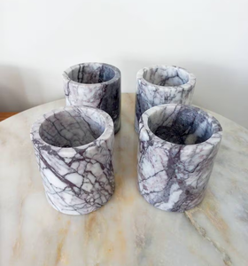 Marble <b>Pen</b> Holder Pencil Cup Gray Stone Color Stationery Storage Container Gray <b>White</b> Veined Stone Desk Organizer Cup - Product Image 1