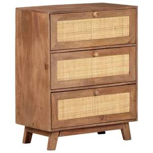 Buffet moyen en bois de manguier massif finition blé avec cannage naturel – Pièce de mobilier élégante - Product Image 1
