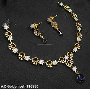 Conjunto de joyería nupcial de diamante americano clásico, collar y pendientes de dos piezas para boda, estilo clásico de moda - Product Image 2