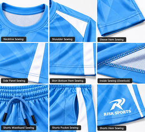 Conjunto de Uniforme de Fútbol Azul Claro, Manga Corta, Equipación de Entrenamiento Estampada, 100% Poliéster, Secado Rápido y Transpirable - Product Image 5