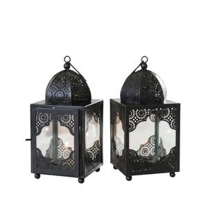 Juego de 3 faroles decorativos de metal dorado antiguo marroquí, hechos a mano, de hierro, para colgar o colocar sobre la mesa, para decoración del hogar. - Product Image 4