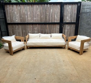 Commercial Grade Camilla Modern Outdoor <b>Sofa</b> <b>Set</b> All-Weather Teak High-Density Foam Durable Patio Furniture for Hotel Mall - Product Image 1