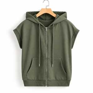 Sudadera con Capucha sin Mangas para Hombre, con Cierre, Color Sólido, Felpa Francesa, Estilo Casual Urbano, Corte Regular, Transpirable y de Secado Rápido - Product Image 1