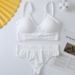 Best-selling Women's Adjustable Shoulder Strap Thickened <b>Bra</b> and Triangle Bikini Briefs Set - Product Image 6