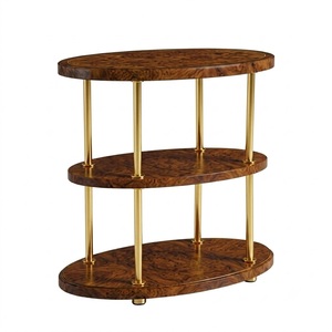 American Style <b>Round</b> <b>Side</b> <b>Table</b> With Walnut Top And Brass Metal Spiral Base For Living Room Furniture - Product Image 6