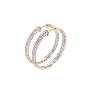 Boucles d'oreilles créoles Aarinya en or 18 carats à trois rangs de diamants, certifiées IGI, avec diamants ronds brillants cultivés en laboratoire - Product Image 4