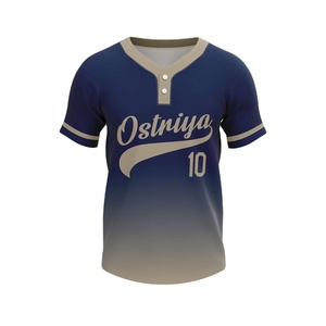 Camiseta Deportiva de Béisbol con Estampado OEM, Diseño Personalizado Unisex, Dos Botones, Softball, 100% Poliéster, Secado Rápido, Cuello en V, Manga Corta - Product Image 1