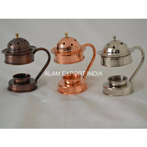 Brûleur d'encens aromatique turc traditionnel en cuivre brossé fait main, diffuseur pour yoga, méditation, cadeau spirituel, porte-bougie avec couvercle - Product Image 4