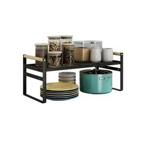 2 Tier Industrial Wood Spice <b>Rack</b> Organizer Countertop Storage Shelf Freestanding <b>Kitchen</b> Seasoning Bottle Condiment Stand - Product Image 2
