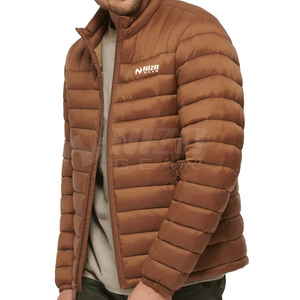 Chaqueta Acolchada Marrón para Hombre NIZA GEAR, Cuello Alto, Cierre de Cremallera, Transpirable, Ecológica, Resistente al Viento, Ropa Exterior Informal de Invierno, Color Sólido - Product Image 3