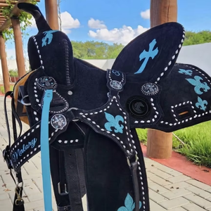 Silla de montar Western de cuero con cristales para espectáculos ecuestres, Silla de montar para carreras de caballos de trail, Silla de montar personalizada para caballos - Product Image 1