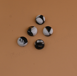 Mohave White <b>Black</b> Copper Turquoise 12mm Round Flatback High <b>Polish</b> Smooth Loose Gemstone Cabochon For Jewelry Making Pendants - Product Image 2