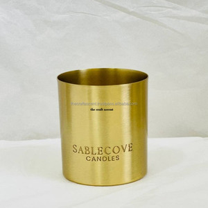 Vente en gros de pots à bougies uniques en laiton brossé sur mesure, décoration de luxe pour la maison, 250 ml, 8 oz, bougie en cire de soja, Noël, Pâques - Product Image 1