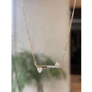 Collier exclusif en or 14 carats avec accent cœur flottant, pendentif barre en diamant de laboratoire de 0,70 ct, certifié IGI, bijoux de luxe pour femmes - Product Image 5
