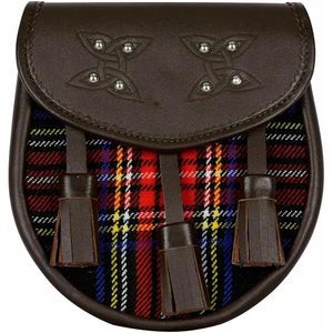 Sporran écossais à nœud celtique en cuir noir avec trois chaînes et pompon en fourrure pour kilt et tenue des Highlands - Product Image 5
