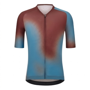 Maillot de Ciclismo de Manga Corta para Hombre, Ropa Deportiva, Top de Ciclismo con Cremallera Completa Frontal, Diseño de Panel de Malla Transpirable, 100% Poliéster - Product Image 1
