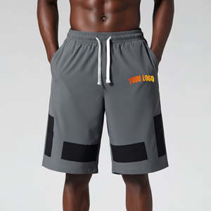 Men's Gym Running Jogging Custom Towel Embroidery Logo Solid Color Breathable High Quality Polyester/Cotton Fleece shorts - Product Image 4