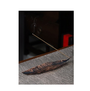 Realistic Bronze Leaf Incense <b>Stick</b> Holder Antique Metal Bodhi Leaf Ash Catcher for Tea Room & Yoga Studio Zen Meditation - Product Image 1