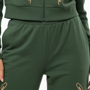 Ensemble de survêtement streetwear brodé deux pièces pour femme : veste zippée et pantalon large – Vêtements de sport décontractés – Vente en gros OEM - Product Image 4