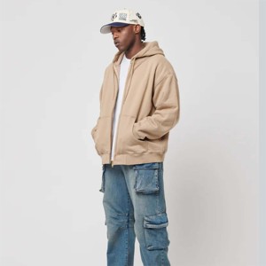 Mens <b>Zipper</b> Hoodie Cotton Fleece <b>Jacket</b> Winter Warm Casual Streetwear Comfortable Fit Custom Logo Hoodie - Product Image 3