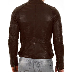 Custom Made Men Genuine Leather <b>Trucker</b> <b>Jacket</b> Button Up Casual Denim Style Real Leather Coat - Product Image 2