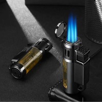 Encendedor de Cigarros Metálico de Chorro Potente, Duradero, Resistente al Viento, de Alta Calidad, de Lujo, Recargable con Butano, Portátil, Seguro, para Regalos