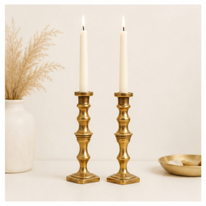 Set of 2 <b>Antique</b> <b>Brass</b> Taper Candle Holders Vintage Solid <b>Brass</b> <b>Candlestick</b> Stands for Wedding Table Centerpiece Luxury Home - Product Image 5
