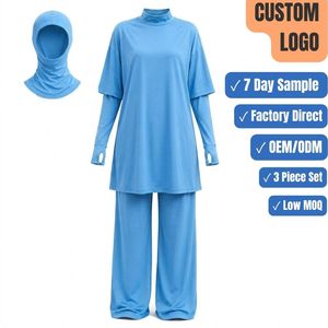 Custom High Neck Modest Swimwear 3 Piece Islamic <b>Full</b> Coverage Quick Dry Swim Set <b>Hijab</b> OEM Low MOQ - Product Image 1