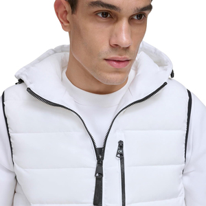 Chaleco Acolchado Casual para Hombre de la Mejor Calidad, Color Blanco, con Cierre, Sin Mangas, de Nailon y Poliéster, Cortavientos para Invierno, con Tres Bolsillos con Cierre - Product Image 5