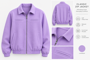 Veste universitaire unisexe violette avec fermeture boutonnée, col montant, respirante, coupe décontractée, pour l'hiver, 100 % coton, couleur unie - Product Image 6
