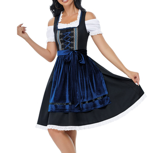 ชุดเดรส Dirndl แบบดั้งเดิมของเยอรมันสำหรับผู้หญิง ขายดีอันดับต้นๆ พร้อมผ้ากันเปื้อนปักลายและเชือกผูก ชุดพื้นเมืองบาวาเรียสำหรับสุภาพสตรี - Product Image 3