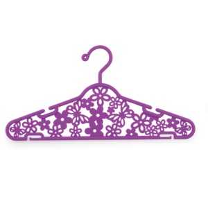Cintre à vêtements en plastique violet avec motif floral, type crochet, pour rangement de garde-robe, léger, style créatif, forme rectangulaire - Product Image 1