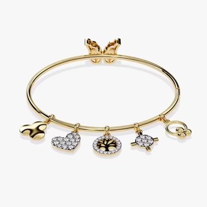 Designer Jewelry Famous Brands Fashion Heart Open <b>Charm</b> Bracelet Set Key and Lock Heart Bracelet for Women Diamond <b>Bangle</b> - Product Image 3