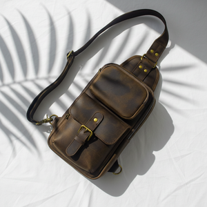 Bolso de Pecho de Cuero Genuino para Hombre, Estilo Vintage, Ligero y Duradero, para Uso en Primavera/Verano - Product Image 2