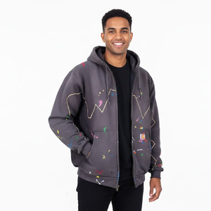 Unisex Hoodie <b>Zip</b> <b>Up</b> Full Zipper Heavyweight Cotton Fleece Hooded Sweatshirt Casual Streetwear Track Jacket <b>Tops</b> Wholesale - Product Image 4