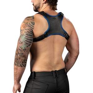 Arnés de Pecho de Cuero para Hombre Centurion 2.0, Azul, Correas Ajustables, Arnés Corporal de Cuero Premium para Club - Product Image 2