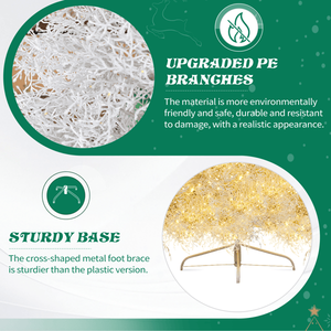 ต้นคริสต์มาสแบบพับได้ขนาด 7 ฟุต 1218 กิ่ง ต้นสนประดิษฐ์พร้อมไฟหรี่แสงได้ 400 ระดับ 3 โหมดสี - Product Image 3