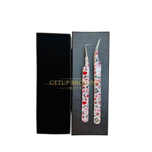Pince à épiler GETUP BROSONS IMPEX GBI-EET-1209 en acier inoxydable avec revêtement papier, pointe lisse de précision et manche à motifs - Product Image 5