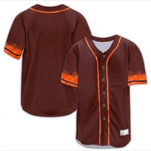 Nueva Camiseta de Béisbol Personalizada para Hombre, Impresión por Transferencia de Calor, Cuello en V con Botones, Manga Corta, 100% Poliéster, Transpirable y de Secado Rápido - Product Image 4