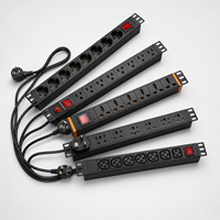 Kabinet Jaringan PDU 19 Inch 1U 8 Port Unit Distribusi Daya Universal untuk Rak Server Rak IT Baja SPCC DDP Kirim