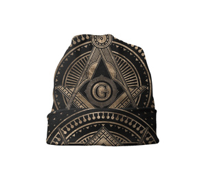 Gorro de Punto Premium Master Mason, Gorro de Invierno con Diseño Jacquard Personalizado de Escuadra y Compás - Product Image 1
