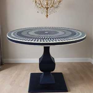 Mesa de Centro con Incrustaciones de Hueso de Aspecto Elegante, Personalizable en Forma y Tamaño, Decorativa para el Hogar, Sala de Estar, Dormitorio, Hotel, Restaurante, Cafetería - Product Image 4