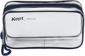 Estuche para lápices transparente de gran capacidad Raymay Fujii Keep Clear, de malla de PVC con fuelle y cremallera larga - Product Image 4
