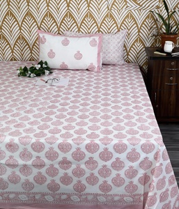 Best Selling Hand Block Print Cotton Flat Bedsheet Boho Floral Indian Bedding Queen <b>King</b> <b>Size</b> for Wholesale Price - Product Image 5