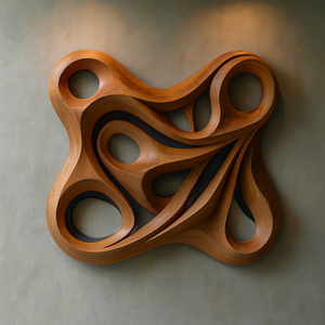 Escultura de Madera Maciza Tallada a Mano, Arte Ecológico Decorativo Abstracto para Pared, para Aniversario o Decoración de Diwali, Arte de Pared para Colgar - Product Image 2
